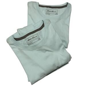 NWT Lot of Two! Eddie Bauer Legendwash Men's XL Blue/Aqua Solid Casual T-Shirts